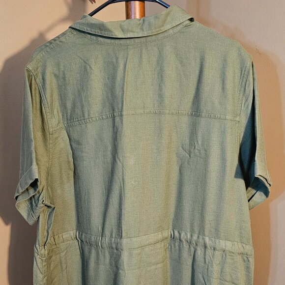 Croft & Barrow, Olive, Button Down mid length, Shirt Dress, Plus Size (1X) - Picture 2 of 10